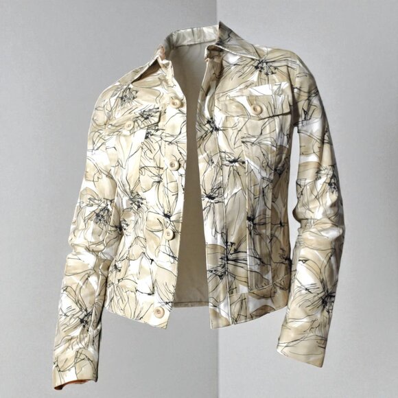 Rafaella Jackets & Blazers - Rafaella 100% Cotton Jacket Pockets Floral Abstract Size M - y2k